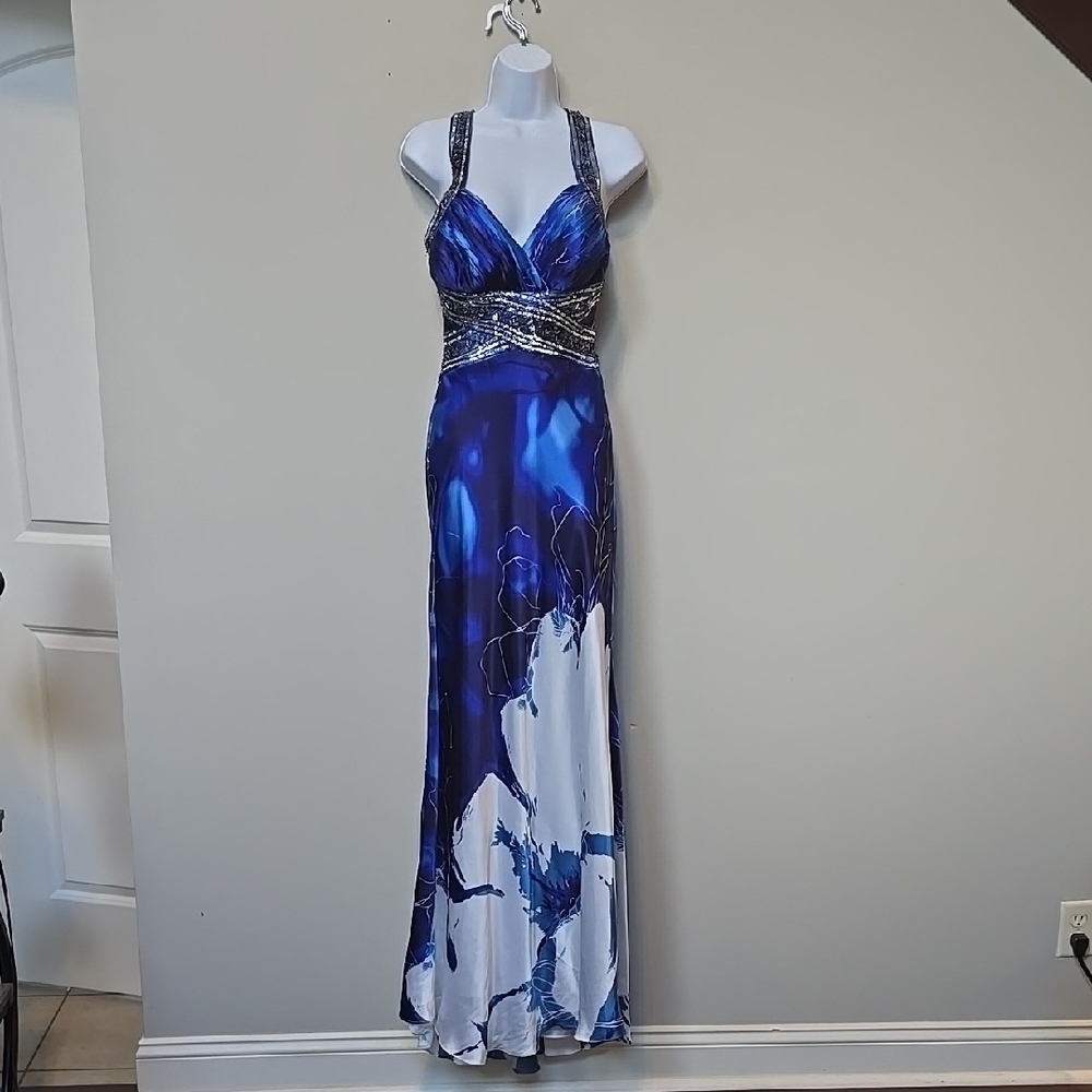 Cachet Blue and White Maxi Dress